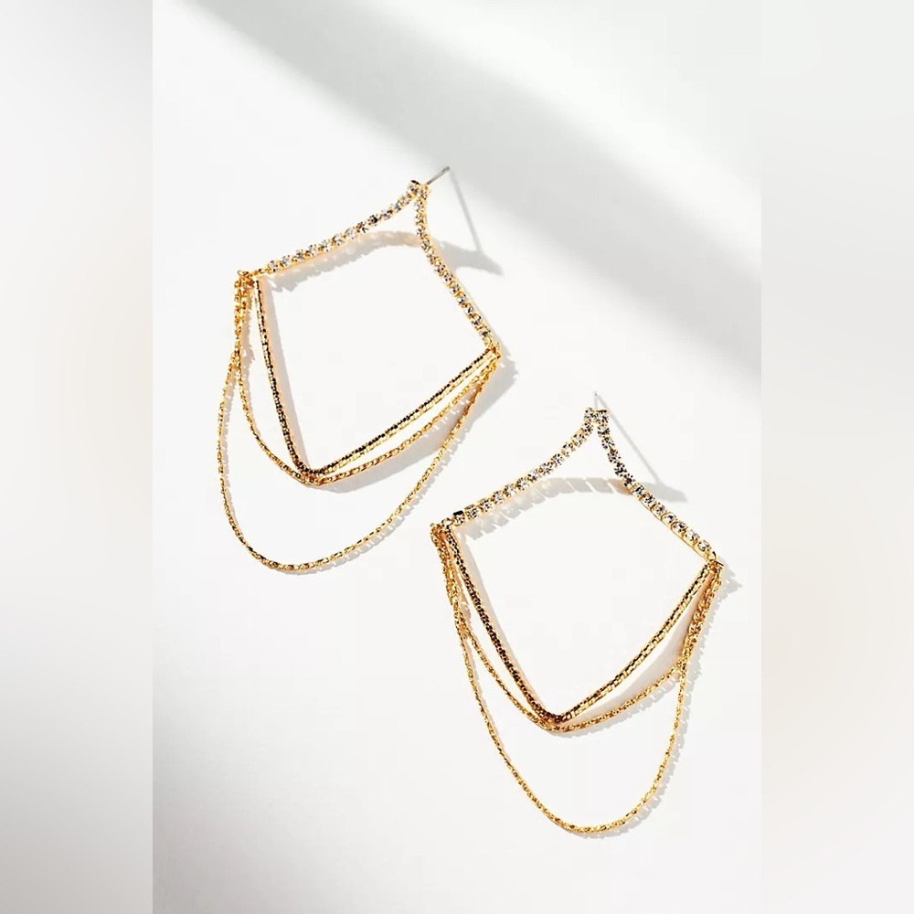 NWT Anthropologie Rhinestone Chain Earrings